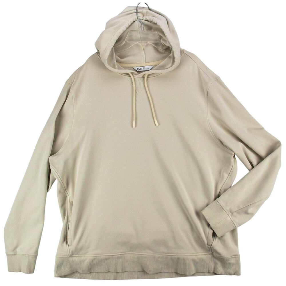 Men's 2XL Cream Pullover Hoodie Cotton Blend Kangaroo Pocket DSG